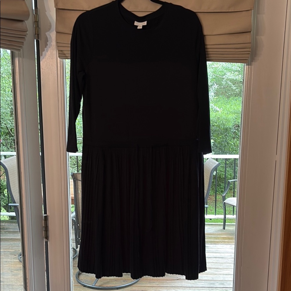 J. Jill stylish Black Sweater Dress size Medium, pleated from waist down.